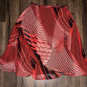 Roz & Ali Vibrant Red and Black A-Line Skirt